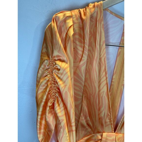 Ronny Kobo Women's Size 6 Orange Satin Mini Dress - Picture 8 of 9